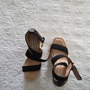 Steve Madden Black and Tan Women's Sandals